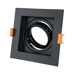 Корпус за луничка квадрат GU10 ЧЕРНО ПЛАСТМАСА IP20 MAX-35W SKU 2051 OPTONICA