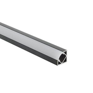 АЛУМИНИЕВ ПРОФИЛ ЗА LED ЛЕНТА ЧЕРНО ТЯЛО-БЯЛ КАПАК L=2m SKU 5100 OPTONICA