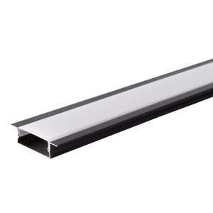 АЛУМИНИЕВ ПРОФИЛ ЗА LED ЛЕНТА ЧЕРНО ТЯЛО-БЯЛ КАПАК L=2m 41x10mm SKU 5119 OPTONICA