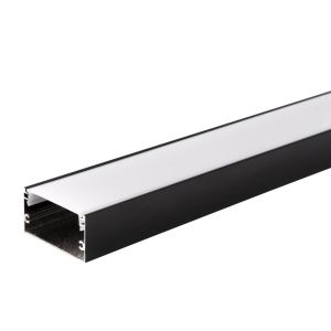 АЛУМИНИЕВ ПРОФИЛ ЗА LED ЛЕНТА ЧЕРНО ТЯЛО-БЯЛ КАПАК L=2m 40x20mm SKU 5122 OPTONICA