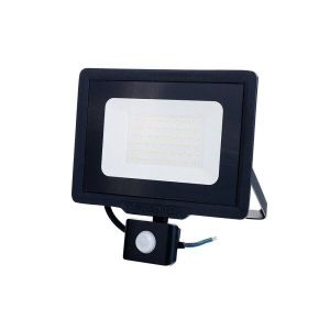 LED ПРОЖЕКТОР ЧЕРЕН 50W 4000LM  120 градуса IP65 6000K 70CM КАБЕЛ- СЪС СЕНЗОР SKU 5961 OPTONICA