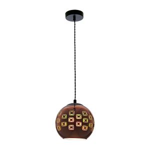 3D ПЕНДЕЛ СТЪКЛО - E27 MAX 40W COPPER квадрат D200xH175mm SKU 9005 OPTONICA