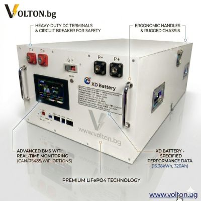 16.38kWh LiFePO4 BATTERY XD 51.2V REPT Cells 320Ah 6000 Cycles JKBMS 