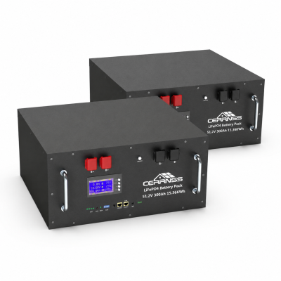 2 pcs x 15.36kWh 51.2V 300Ah LiFePO4 CERRNSS SOLAR BATTERY